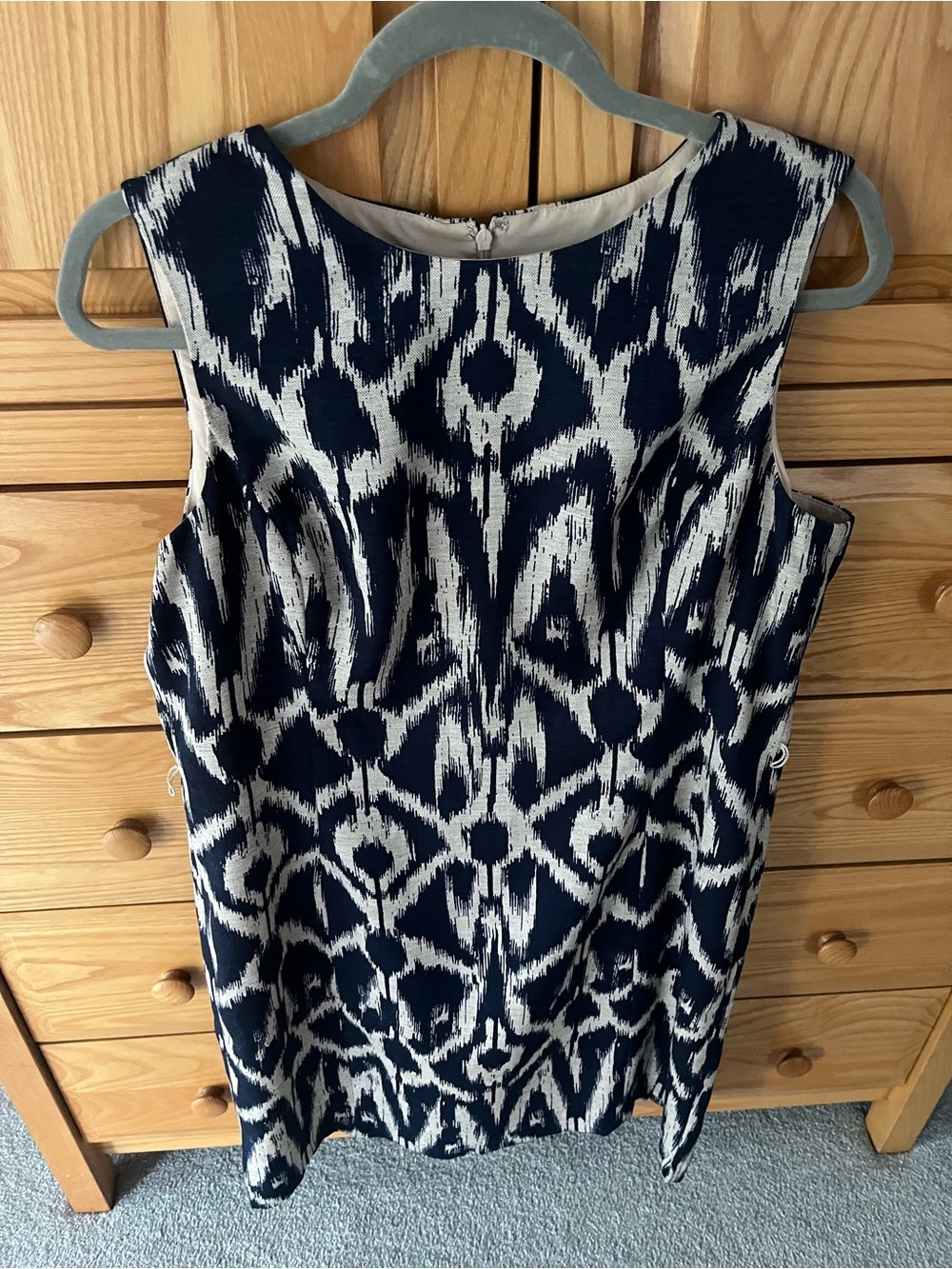 Anne Klein Navy and White Ikat Sheath Dress 16